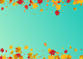 Autumnal Foliage Vector Blue Background. Nature