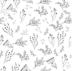 Seamless pattern with leaves and twigs