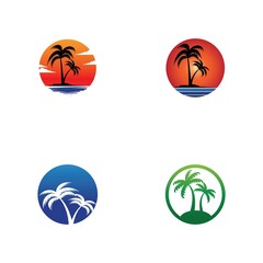 Palm tree summer logo template