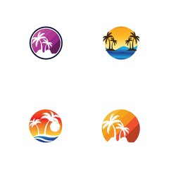 Naklejka premium Palm tree summer logo template