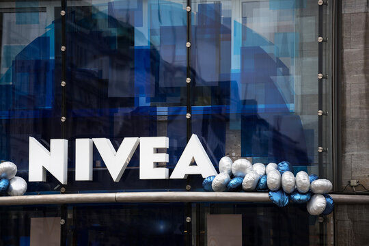 hamburg, hamburg, germany - 13 09 2021: a nivea sign on a building in hamburg