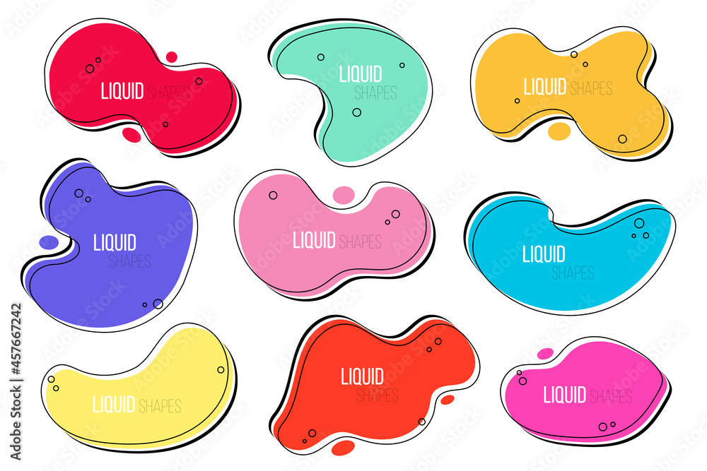 Poster set of liquid shapes element graphic. abstract fluid banners for design. vector illustration