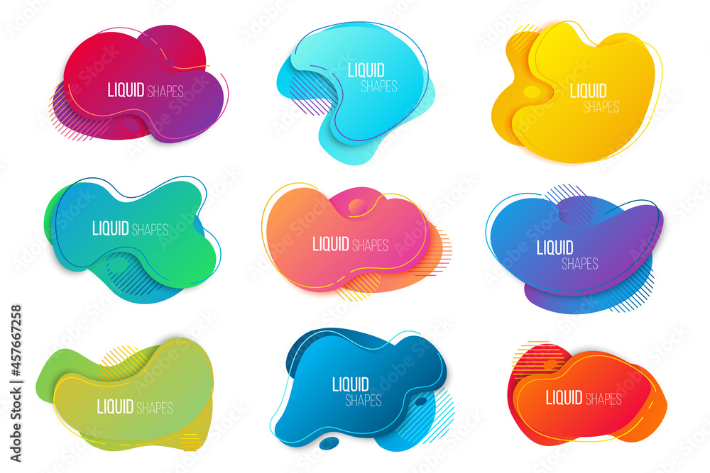 Poster liquid shapes gradient geometric collection banners. abstract fluid element design. vector illustrat