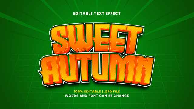 Sweet autumn editable text effect in modern 3d style
