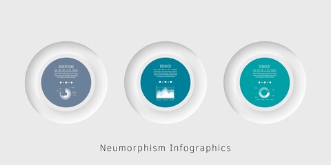 Neumorphism infographics template for chart, diagram, web design, presentation, workflow layout