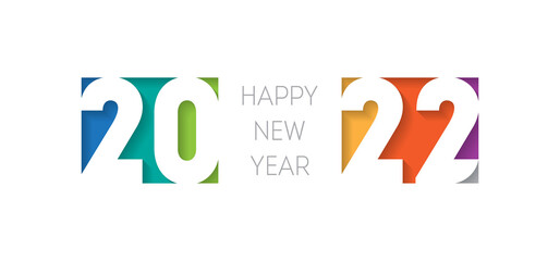 Happy new year 2022, horizontal banner. Brochure or calendar cover vector design template. Cover of business diary for 20 22 with wishes. The art of cutting paper.