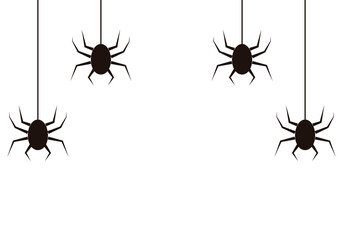 Iconos de arañas colgadas negras en fondo blanco.