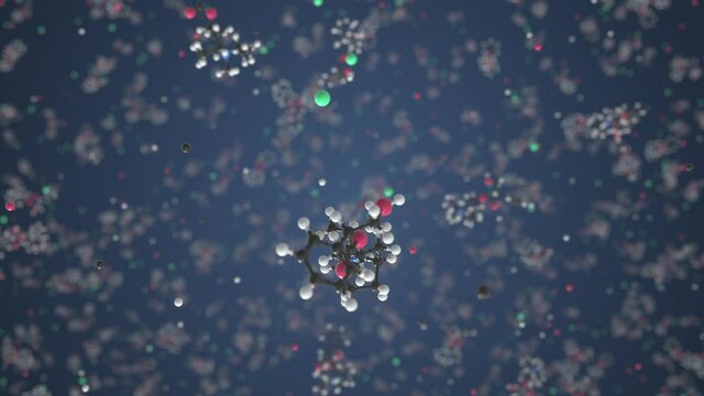 Ipratropium bromide molecule. Conceptual molecular model. Chemical looping 3d animation