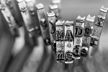 retro old typewriter close up with the word  Mad