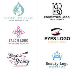 A set of cosmetics beauty women logo design