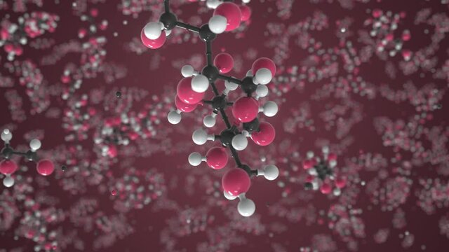 Mannose molecule, scientific molecular model, looping 3d animation