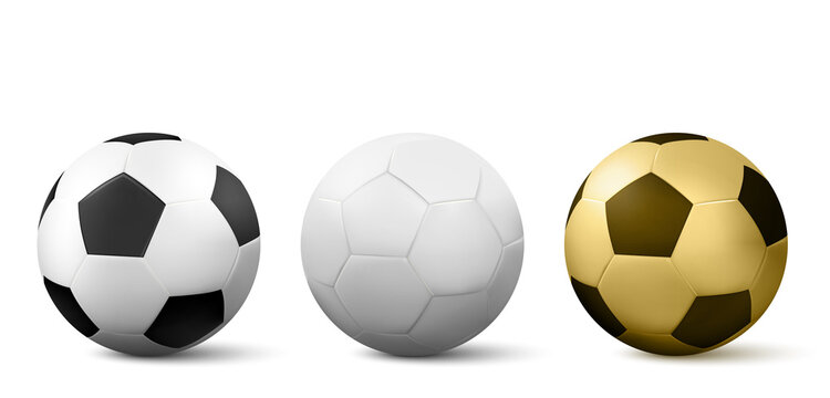 Realistic soccer ball or football ball on white background.  Vector Ball isolated on white background