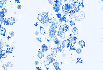 Light Pink, Blue vector backdrop with memphis shapes.