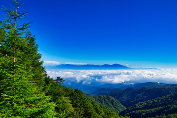 Fototapeta na wymiar Cloud Sea and Asama Sannama view from Japan Yatsugatake
