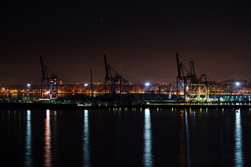 Fototapeta na wymiar Night view of the port of Málaga, Spain