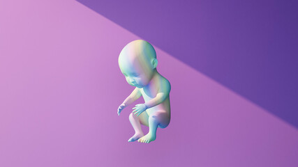 multicolored human newborn in ray of light