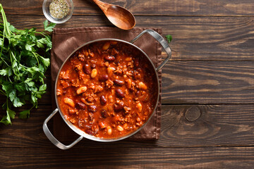 Cowboy beans in cooking pan