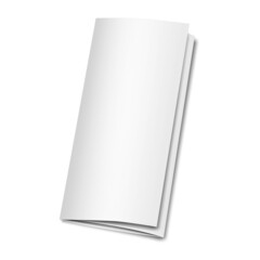 Closed A4 trifold blank white paper brochure template. Folding leaflet mock-up. Tri-fold flyer - vector mockup