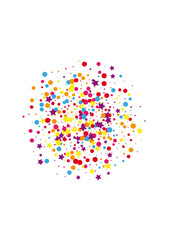 Red Wallpaper Dot Decoration. Christmas Star Background. Blue Confetti Cartoon Illustration. Carnival Circle Background.