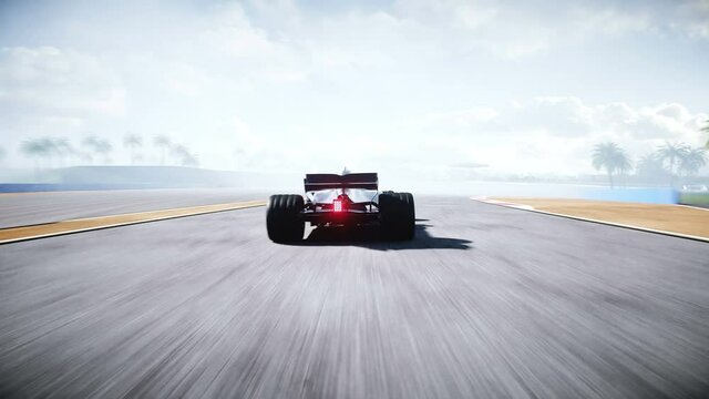 Race car. Very fast driving. Succes concept. Realistic 4K animation.