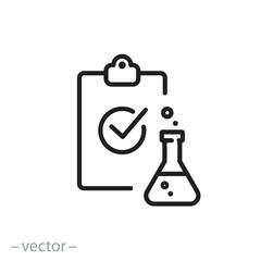 lab test icon, chemical certified, laboratory clinical check, proven quality product, ​thin line symbol - editable stroke vector illustration © Yurii