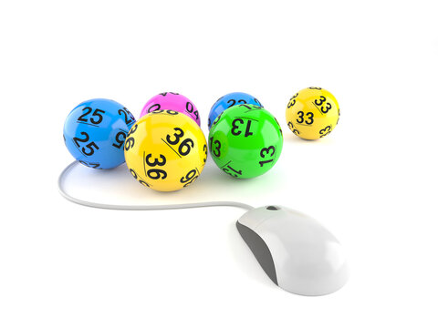 Lottery balls with computer mouse