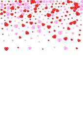 Violet Confetti Background White Vector. Day Texture Heart. Red Gift Backdrop. Fond Heart Art Illustration. Tender Shape Pattern.