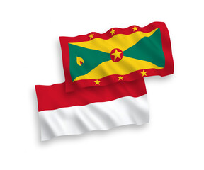 Flags of Indonesia and Grenada on a white background