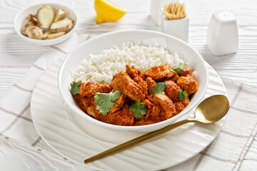 butter chicken, curry of spicy chicken with rice