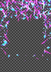 Bright Bokeh Background Transparent Vector. Spot Graphic Template. Shine Splash Illustration. Violet Space. Confetti Banner Texture.