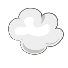 Fototapeta premium Cute white cloud isolated on a white background. Cartoon vector illustration.