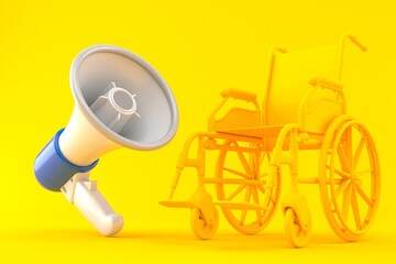 Wheelchair background with megaphone