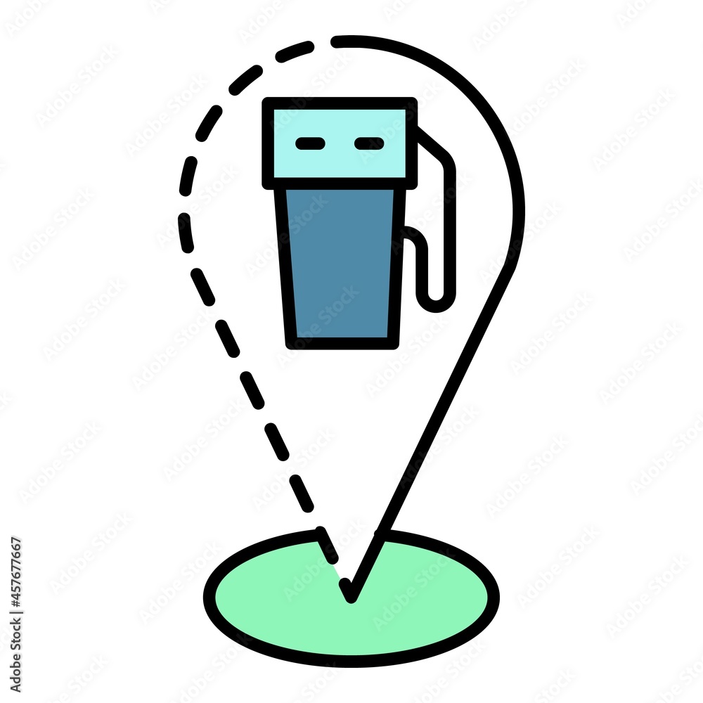 Poster gas station map location icon. outline gas station map location vector icon color flat isolated