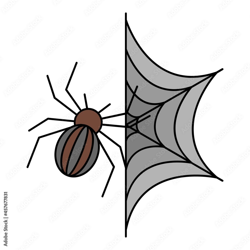 Poster spider on web icon. outline spider on web vector icon color flat isolated