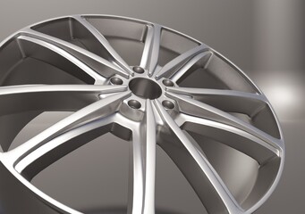 Close up shiny alloy wheel scene 3D rendering transport wallpaper backgrounds