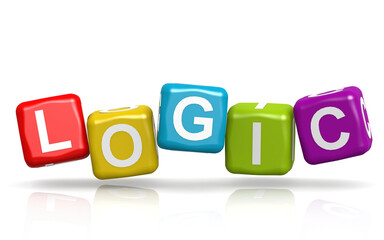 Logic cube word with white background