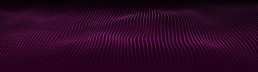 Abstract digital wave of particles. Network connection structure. Futuristic point wave. Large amount of data. Abstract background. Vector