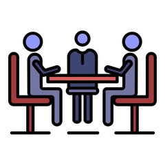Teamwork people collaboration icon. Outline teamwork people collaboration vector icon color flat isolated