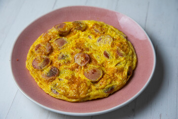 Spanish omelette with potatoes and vegetables