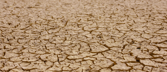 Cracked brown mud, barren land surface natural texture