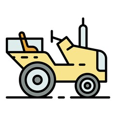 Farm tractor icon. Outline farm tractor vector icon color flat isolated
