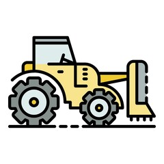 Tractor grass cutter icon. Outline tractor grass cutter vector icon color flat isolated