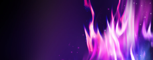 The texture of the flame on a black background. The ultraviolet glow of the fire. 3d illustration