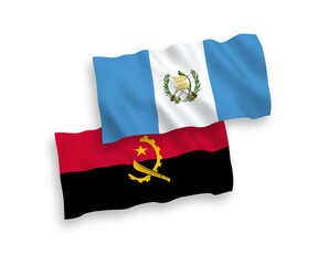 Flags of Republic of Guatemala and Angola on a white background