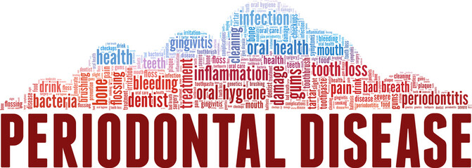 Fototapeta premium Periodontitis - Periodontal Disease vector illustration word cloud isolated on white background.