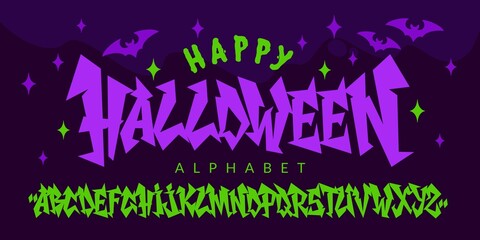 Halloween Hand-drawn Lettering Font Typography Alphabet Type Design For Holiday Party Celebration Vector 