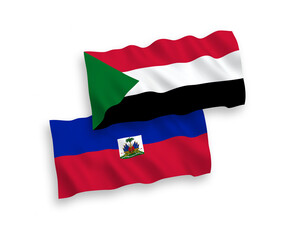 Flags of Republic of Haiti and Sudan on a white background