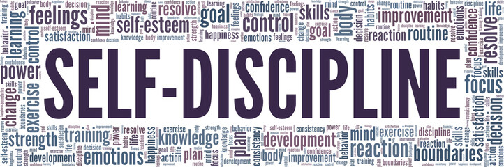 Self-Discipline vector illustration word cloud isolated on a white background.