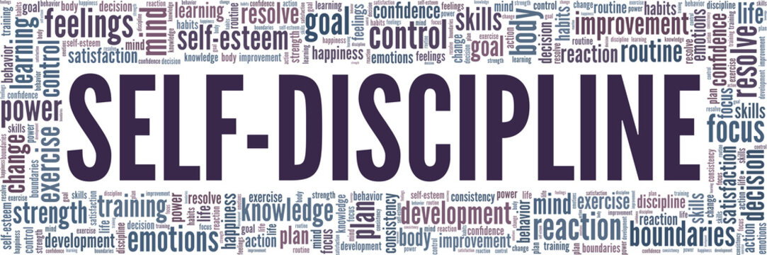 Self-Discipline vector illustration word cloud isolated on a white background.