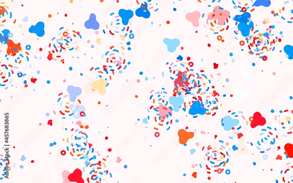 Poster light blue, red vector background with abstract shapes.